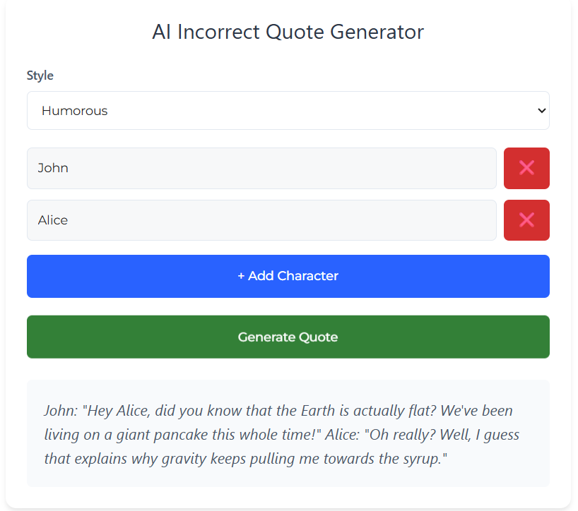 incorrect quotes generator
